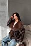 Fur Collar Belt Detail Short Leather Jacket - 3