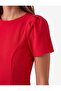 Crew Neck Short Balloon Sleeve Mini Dress with Stitching Detail - 3