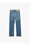 Normal Waist Straight Leg Cotton Denim Trousers with Pockets - Slim Straight Fit Jeans - 2