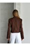Women's Special Model Scuba Suede Fabric Zippered Jacket with Apollet Detail - 2