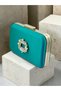 Green Satin Silver Metal Detailed Crystal Stone Embroidered Chain Strap Women's Evening Dress Bag Wedding Engagement Graduation - 2