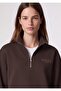 Half-Zip Stand-Up Collar Loose Fit Women's Sweatshirt. - 4