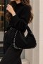 Women's Suede Bag with Metal Bead Detail - 2