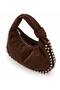 Women's Suede Bag with Metal Bead Detail - 3