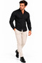Men's Black Long Sleeve Basic Shirt - 5