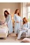 New Season Women's Blue Lace Detailed Special Design Long Sleeve 100% Cotton Maternity Maternity Dressing Gown Pajama Set Nightgown Set - 2
