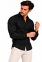 Men's Black Long Sleeve Basic Shirt - 3