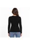 Women's Black Crew Neck Soft Textured Basic Knitwear Sweater - 3