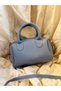 Mini Blue Faux Leather Single Compartment Zippered Adjustable Strap Shoulder Bag - 2