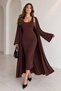 U-Necklace Sleeveless Dress and Long Cardigan 2-Piece Set