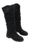 Estelle Drawstring Suede Black Pull-On Bellows Wide Toe Boots - 4