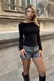 Black Degaje Collar Shoulder Buckle Women's Sandy Blouse - 2