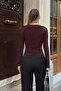 Brown Degaje Collar Shoulder Buckle Women's Sandy Blouse - 5