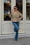 Khaki Raglan Sleeve Double-Breasted Closure Elastic Waist Detail Women's Lined Short Trench Coat - 2