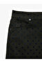 Buttoned Polka Dot Mini Denim Skirt with Pockets - 3
