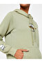 Three Threaded Hooded Kangaroo Pocket Panda Printed Sweatshirt - 5