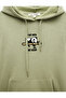 Three Threaded Hooded Kangaroo Pocket Panda Printed Sweatshirt - 8