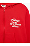 Long Sleeve Printed Oversize Hooded Zippered Sweatshirt with Pockets - 3