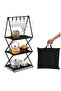 3-Layer Aluminum Folding Camping Storage Rack with Hooks,Portable Outdoor Cookware Shelf for Picnic and BBQ