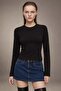 Women's Waist-Slit Crew Neck Gathered Blouse