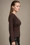 Women's V-Neck Crop Blouse with Drawstring Detail - 2