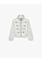Embroidered Buttoned Stand Collar Long Sleeve Zippered Napoleon Jacket