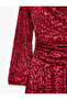 Slim Fit Long Spanish Sleeves Textured Off the Shoulder Boat Neck Asymmetrical Tulle Mini Dress - 3