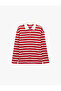 Comfortable Fit Cotton Long Sleeve Polo Collar Striped T-Shirt