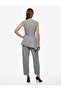 Crew Neck Sleeveless Asymmetrical Pleated Peplum Blouse - 4