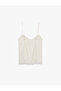 Lace Detailed Comfortable Cut Thin Strap Athlete Pajama Top - 2