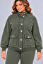 Women's Elastic Waist, Adjustable Drawstring, Wide Leg, Jacketed Tracksuit Set C7140-Khaki - 3