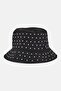 Women Rhinestone Bucket Hat, Black