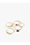 Set of 5 Textured Stone Rings - 3