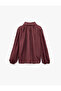Long Sleeve Tie-Up Stand Collar Oversized Blouse - 6