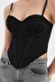 Women's Tulle Fabric Corset with Inner Lining and Underwire Design - 7