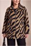Leopard Patterned Unlined Large Size Cashmere Coat Salmon