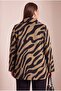 Leopard Patterned Unlined Large Size Cashmere Coat Salmon - 4