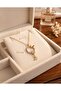 Gold Color Zircon Stone Butterfly Detailed Round Design Steel Necklace - 3