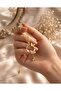 Gold Color Zircon Stone Butterfly Detailed Round Design Steel Necklace - 4