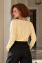 Women's Yellow Shoulder Slit Detailed Side Gathered Long Sleeve Blouse Arm-27K001019 - 2