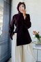 Premium Chinese Buttoned Mandarin Polyviscose Blouse - Plum - 8