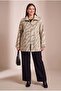 Leopard Patterned Unlined Large Size Cashmere Coat Cream - 4