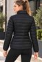 Women's Black Quilted Puffer Coat with Zipper High Collar Sports Casual Coat - 5