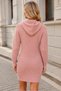 Women's Hooded Long Sleeve Woven Detailed Soft Textured Stylish Casual Powder Mini Knitwear Dress Tunic - 3