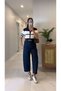 Mula Navy Blue Barrel Fabric Trousers - 3