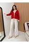 Women's V-Neck Contrast Striped Buttoned Knitwear Cardigan