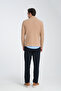 Blum Men's Beige Waffle Patterned Regular Fit Polo Collar Sweatshirt - 8