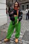Women's Light Green Elastic Waist Shirred Sweatpants Mg1568