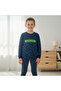 Boy's Cotton Printed Navy Blue Long Sleeve T-Shirt and Navy Blue Underwear 2-Piece Set Cb11 - 3