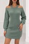 Women's Knitwear Mini Dress Tunic Shoulder Detailed Long t Sleeve Mint - 2